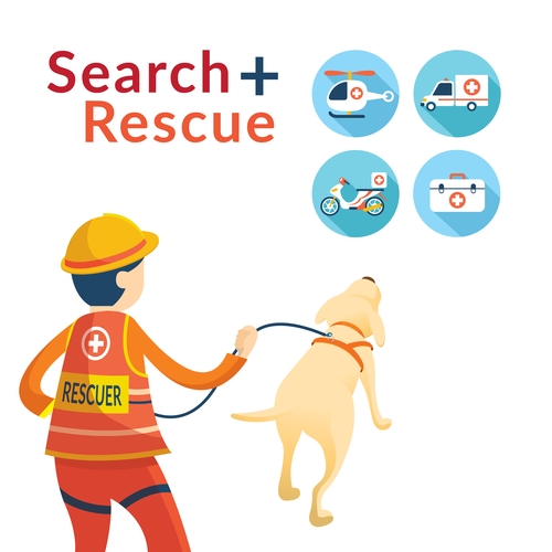 Rescuer with Dog, Search and Rescue Icons