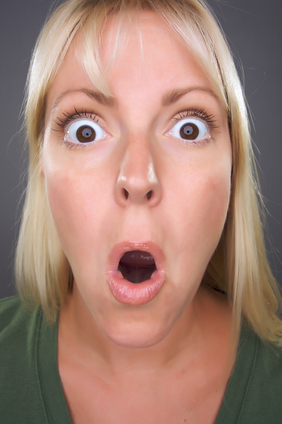 Shocked Blond Woman with Funny Face