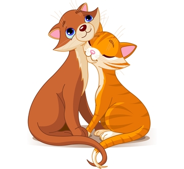 Vector illustration of cats in true love