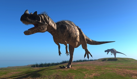 Giant dinosaur on a background blue sky